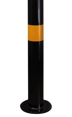 Pilona bolardo con argolla para cadena 80mm con cintas reflectantes