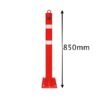 Argo red chain bollard with ring and reflective band – view 2