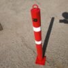 Argo red chain bollard with ring and reflective band – view 5