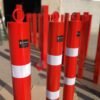 Argo red chain bollard with ring and reflective band – view 4