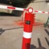 Argo red chain bollard with ring and reflective band – view 3