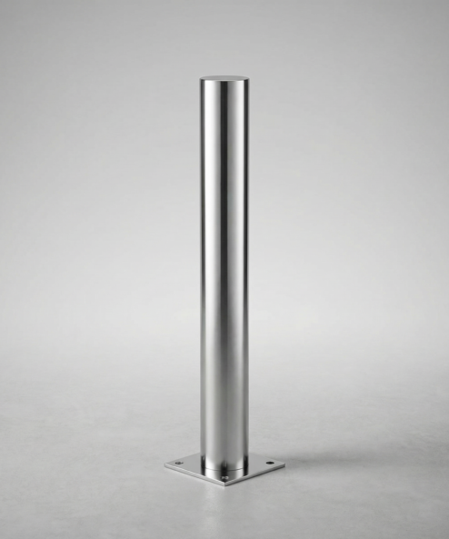 Fixed stainless steel bollard with base plate