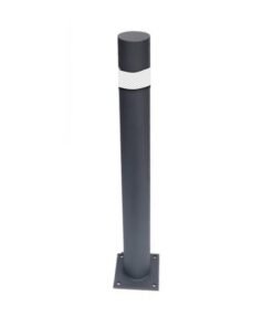 Fixed security bollard with reflective tape with plate diameter 90mm x 800mm high