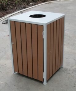 Papelera Urbana de acero y madera