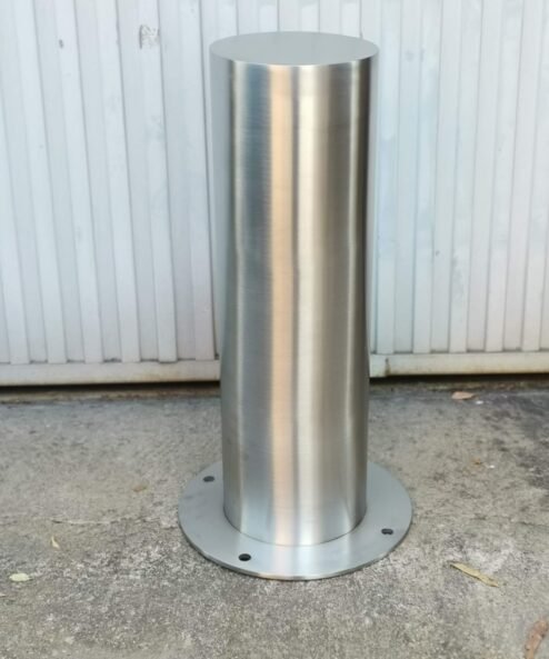 High-Security Bolt-Down Stainless Steel Bollard with Reflective Tape