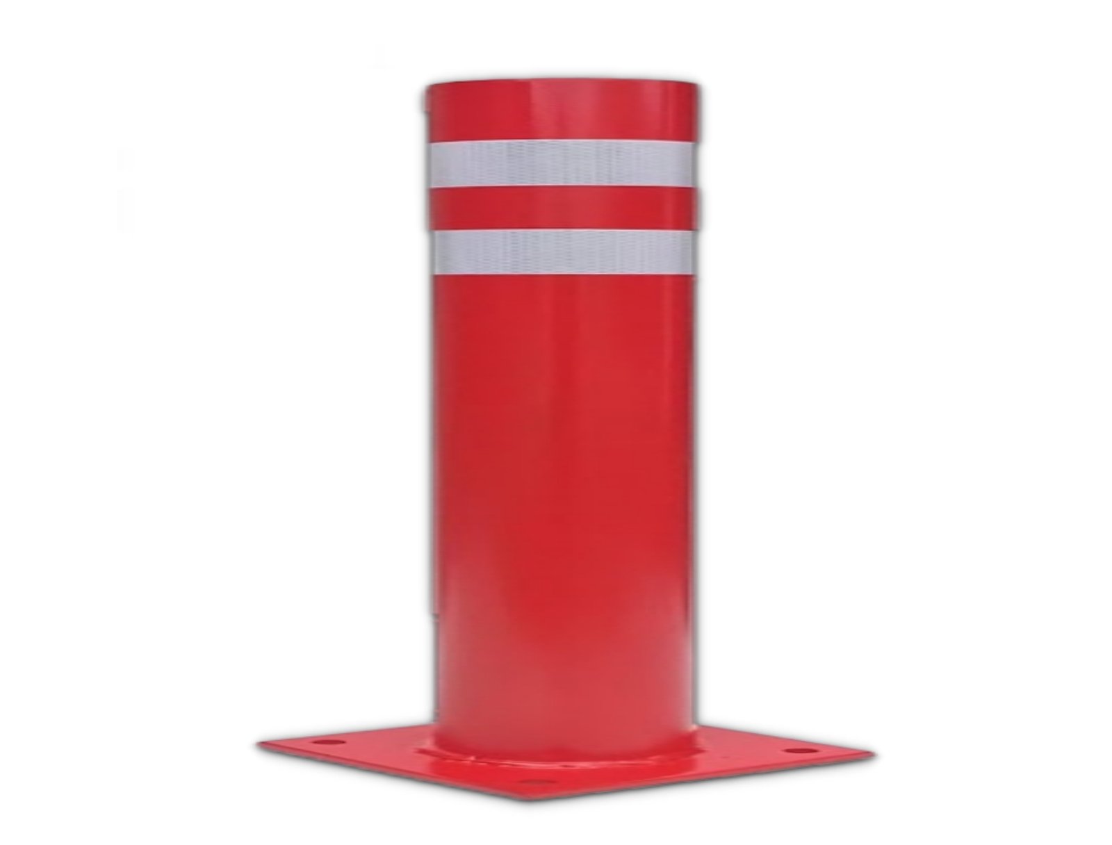 High security fixed red double reflective tape bollard with 220mm diameter 800mm height plate