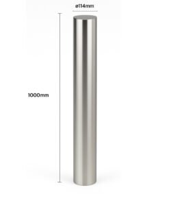 Stainless steel security bollard, diameter 114 mm