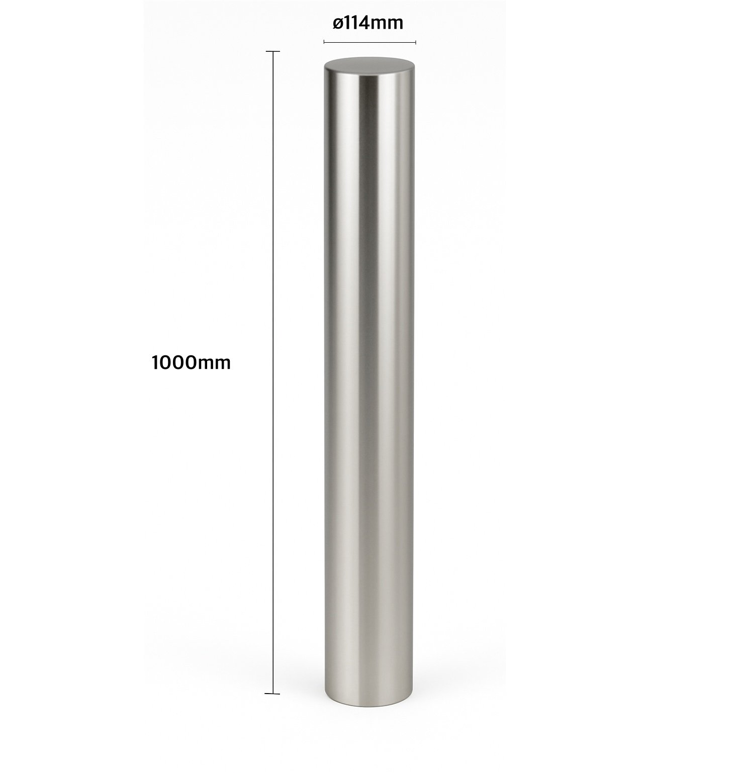 Stainless steel security bollard, diameter 114 mm