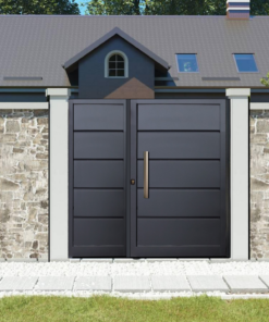 Puerta peatonal modelo Bandex con laminas de chapa conjunto