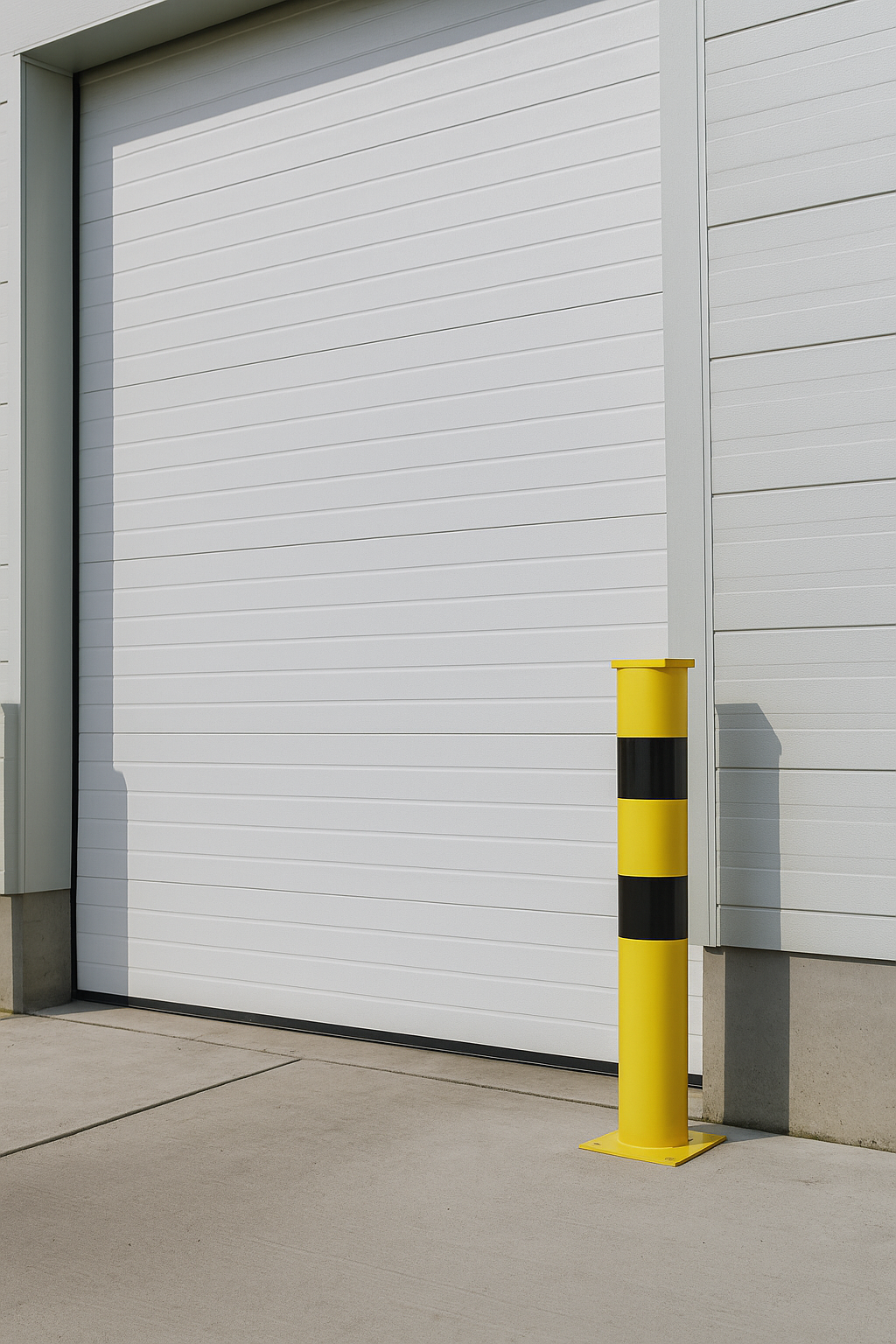 Fixed steel bollard with plate Ø159 mm