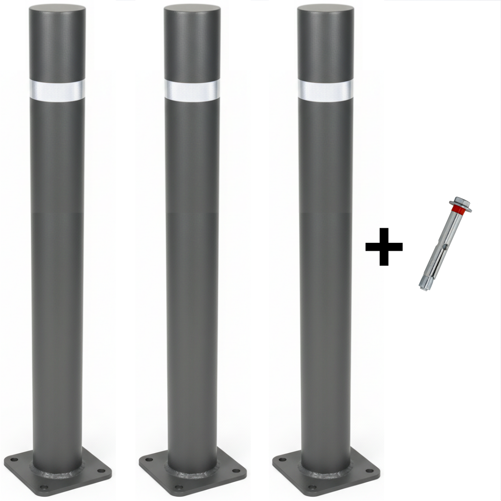 Fixed Bolt-Down Bollard Barcelona Eco – Pack of 3 with Fixings