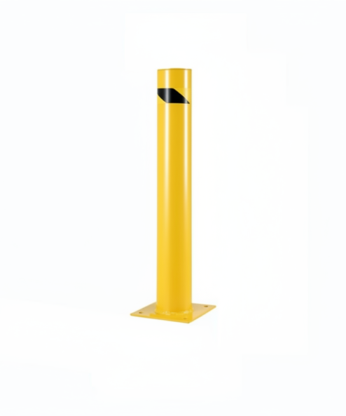 Yellow Steel Security Bollard with Base Plate – 750 mm