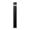 Black cast-in Barcelona bollard with stainless steel ring, side view