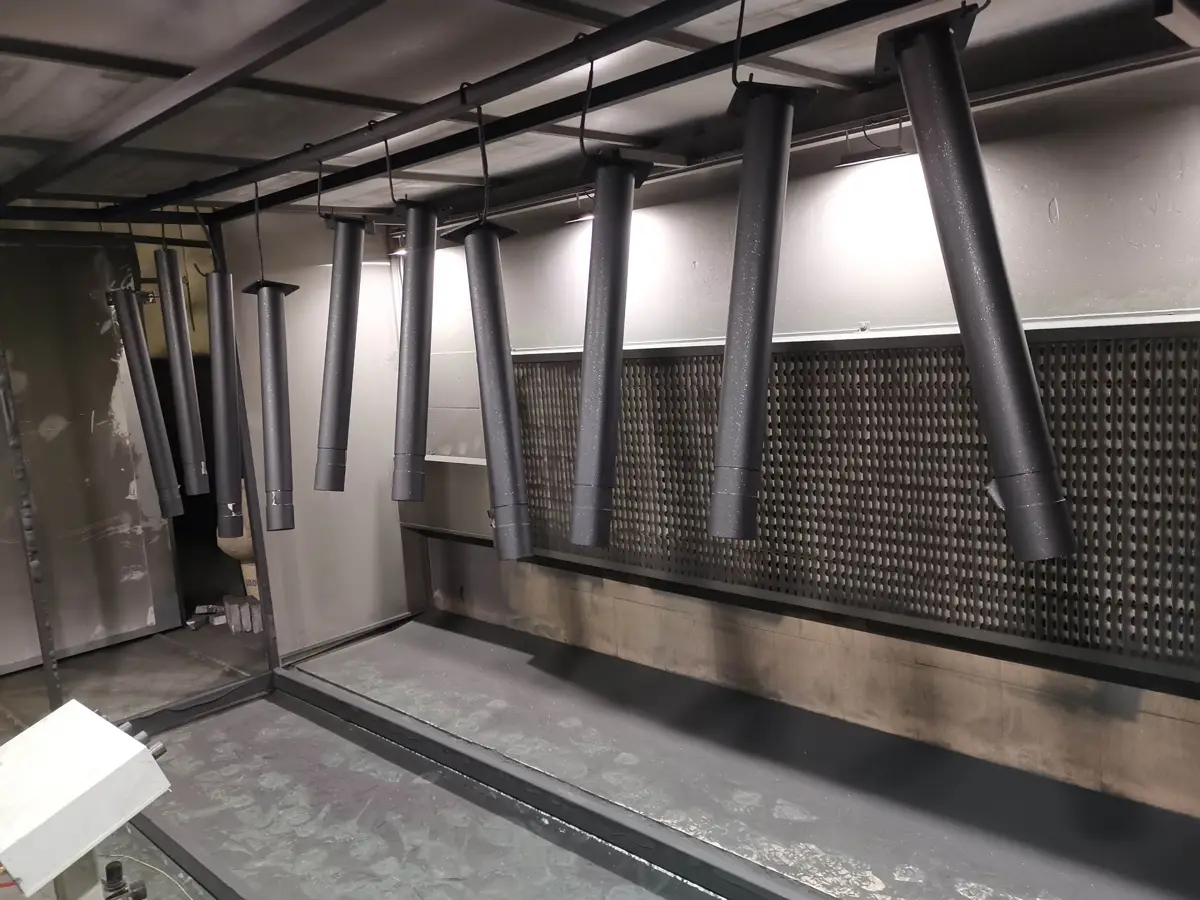 Powder-coating booth at the Pilonatic workshop